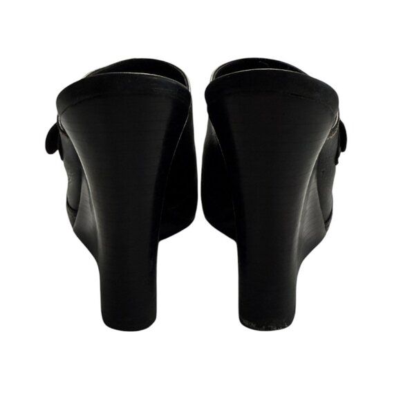 Via Spiga Black Leather Wedge High Heel Mules – Size 6M - Picture 9 of 11